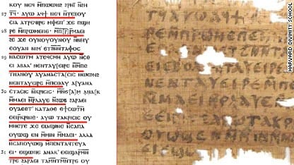 Herbert Thompson's "Gospel of St John," page 7 (left); Coptic John fragment recto (right), illustrating how a forger could have copied every second line of this text.